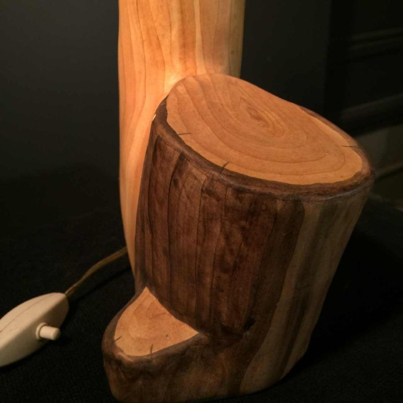 Grandjean Jourdan Vallauris, keramische tafellamp "faux-bois", circa 1960