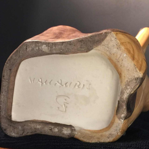 Grandjean Jourdan Vallauris, keramische tafellamp "faux-bois", circa 1960