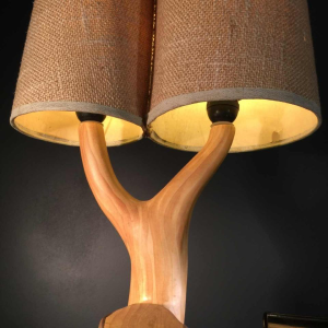 Grandjean Jourdan Vallauris, Lampe à poser céramique " faux-bois ", circa 1960