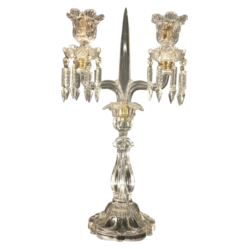 Candélabre / Girandole Cristal BACCARAT, 2 lumières / bougies et poignard, 1940