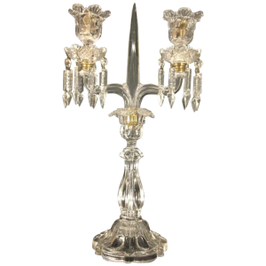 Candelabra / Girandole BACCARAT Crystal, 2 lights / candles and dagger, ca 1940