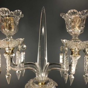 Candelabra / Girandole BACCARAT Crystal, 2 lights / candles and dagger, ca 1940