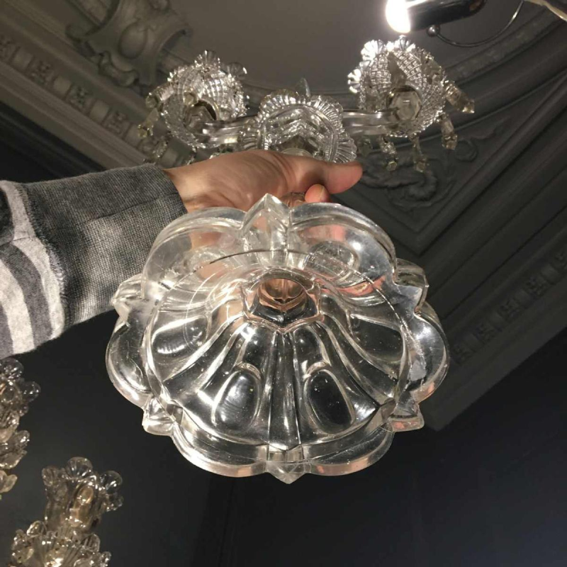 Candélabre / Girandole Cristal BACCARAT, 2 lumières / bougies et poignard, 1940