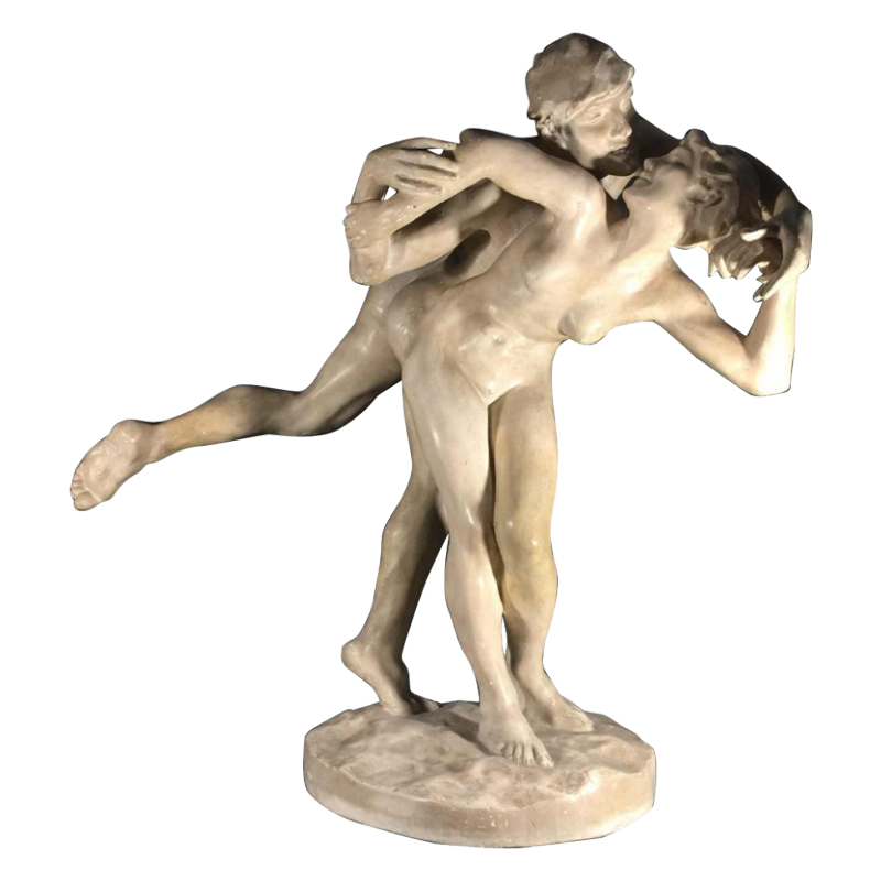 Jef Lambeau " The kiss " sculpture couple of nudes, workshop plaster, circa 1900