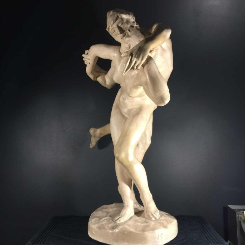 Jef Lambeau " Le baiser ", sculpture couple de nus, plâtre d'atelier, circa 1900 Jef Lambeau " Le baiser ", sculpture couple de nus, plâtre d'atelier, circa 1900
