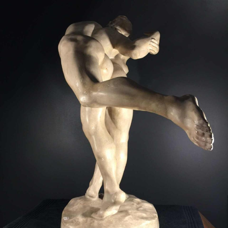 Jef Lambeau " The kiss " sculpture couple of nudes, workshop plaster, circa 1900