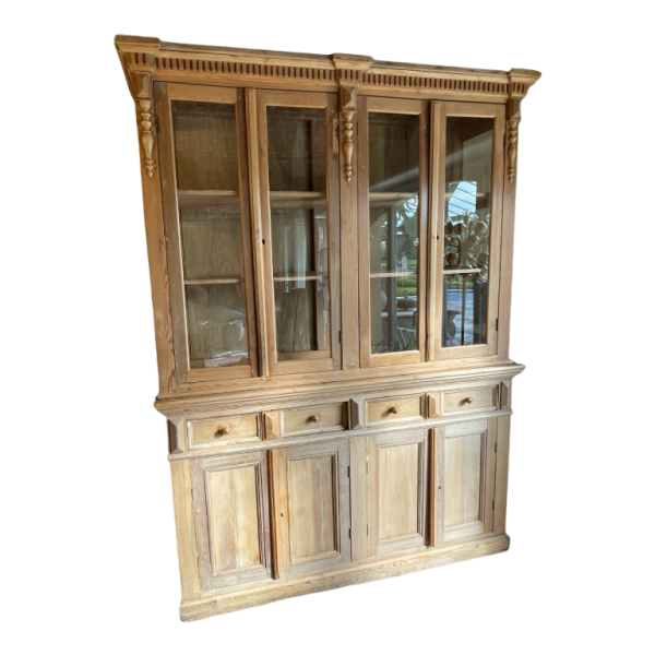 Large 8-Door Antic Showcase Store Furniture, Cabinet Display, Beech Wood ca1880
