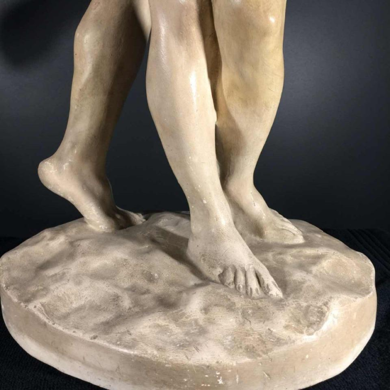 Jef Lambeau " De kus ", sculptuur paar naakten, werkplaatspleister, circa 1900