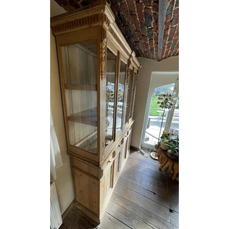 Large 8-Door Antic Showcase Store Furniture, Cabinet Display, Beech Wood ca1880