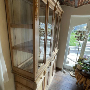 Large 8-Door Antic Showcase Store Furniture, Cabinet Display, Beech Wood ca1880