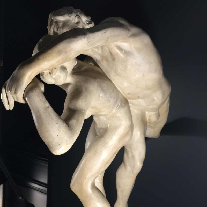 Jef Lambeau " Le baiser ", sculpture couple de nus, plâtre d'atelier, circa 1900 Jef Lambeau " Le baiser ", sculpture couple de nus, plâtre d'atelier, circa 1900