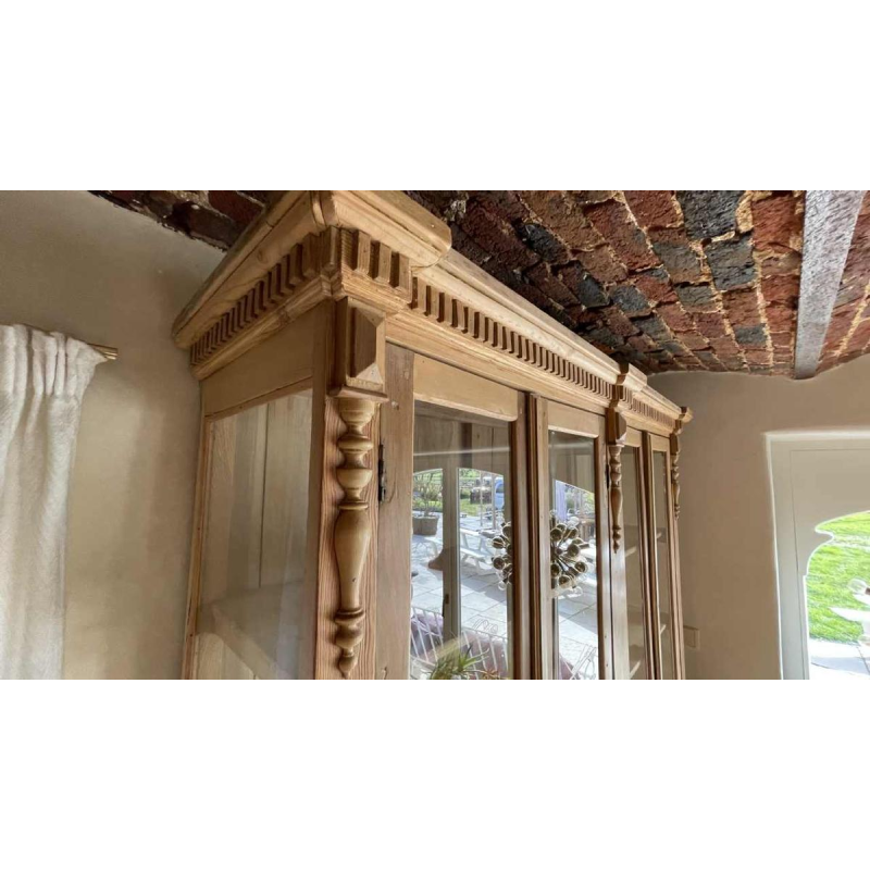 Large 8-Door Antic Showcase Store Furniture, Cabinet Display, Beech Wood ca1880