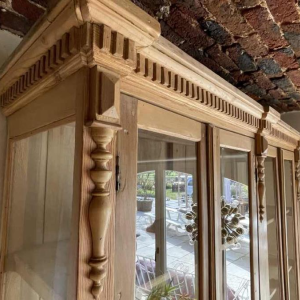 Large 8-Door Antic Showcase Store Furniture, Cabinet Display, Beech Wood ca1880