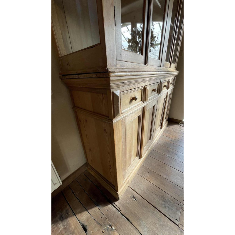 Large 8-Door Antic Showcase Store Furniture, Cabinet Display, Beech Wood ca1880