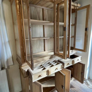 Large 8-Door Antic Showcase Store Furniture, Cabinet Display, Beech Wood ca1880