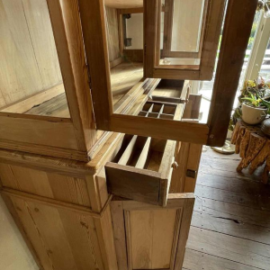 Large 8-Door Antic Showcase Store Furniture, Cabinet Display, Beech Wood ca1880