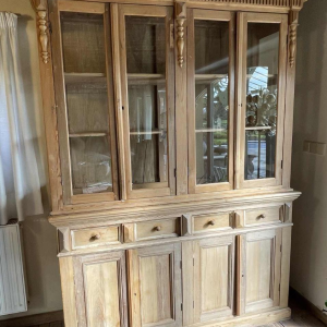 Large 8-Door Antic Showcase Store Furniture, Cabinet Display, Beech Wood ca1880