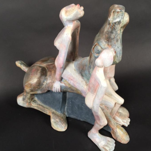 ANDRE WILKIN, Sculpture d'un Cheval Expressioniste Figurative en Polyester 1980