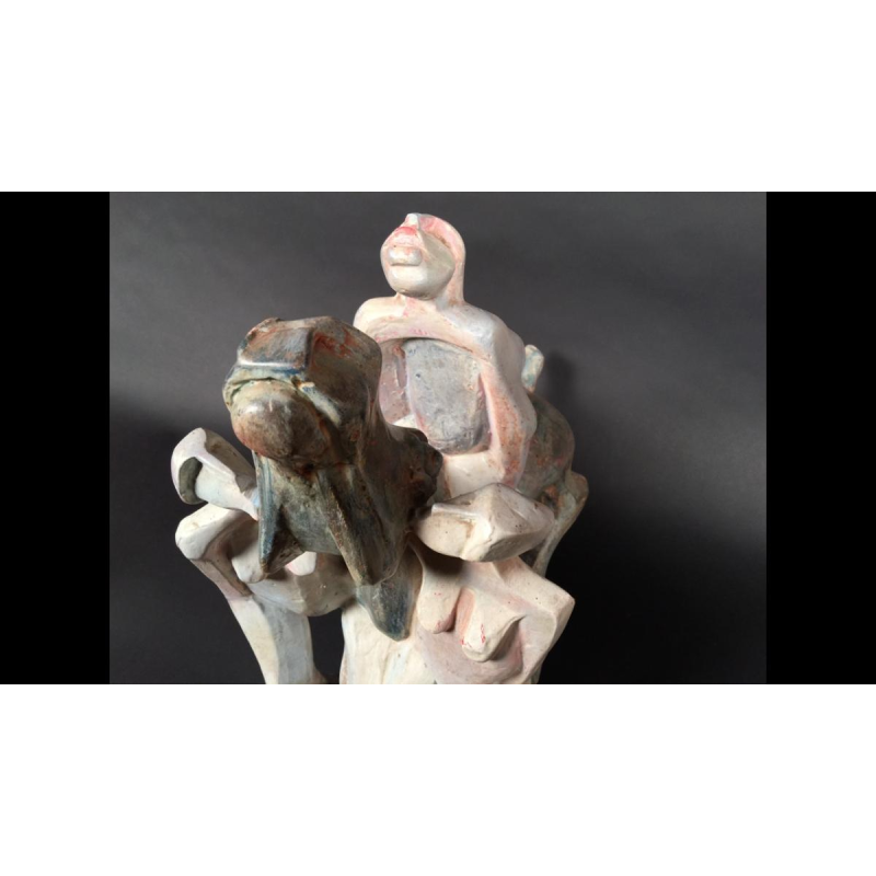 ANDRE WILKIN, Sculpture d'un Cheval Expressioniste Figurative en Polyester 1980