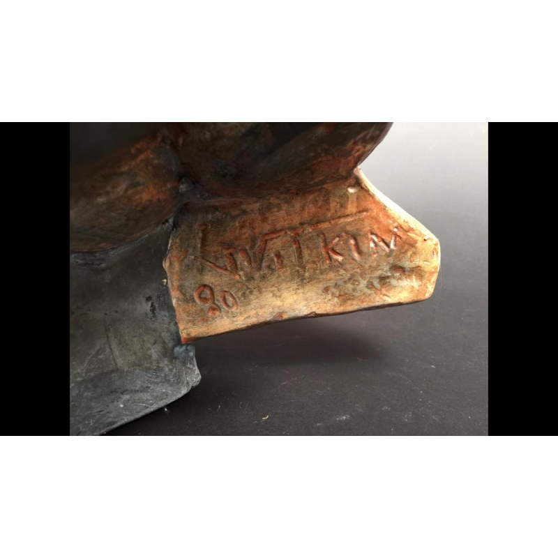 ANDRE WILKIN, Sculpture d'un Cheval Expressioniste Figurative en Polyester 1980