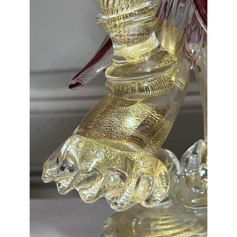 Murano, kandelaar 'Fakkel figuur' geblazen glas, filigraan en gouden vlok insluitsels, ca 1950