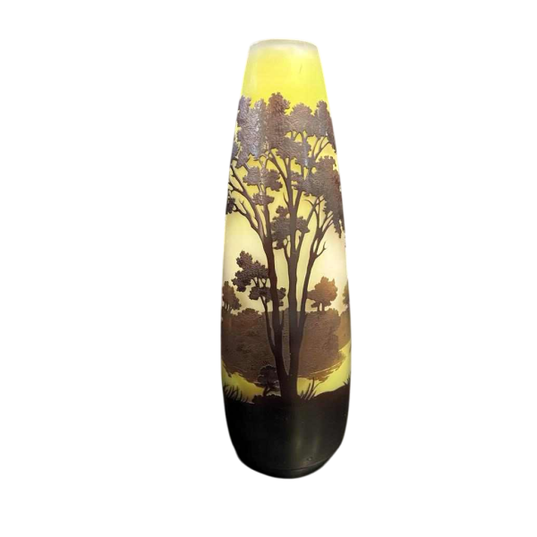 Émile GALLE Multi-layered glass vase with "Vosges landscape" motif, late 19th century