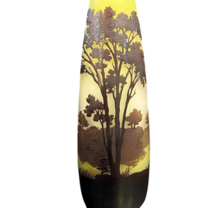 Émile GALLE Multi-layered glass vase with "Vosges landscape" motif, late 19th century