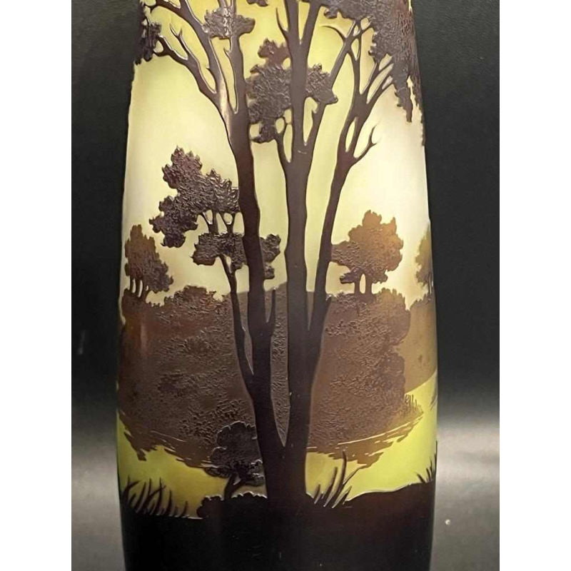 Émile GALLE Multi-layered glass vase with "Vosges landscape" motif, late 19th century