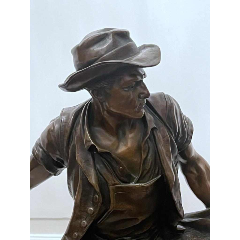 Henri-Désiré GAUQUIÉ « Le semeur » sculpture en bronze à patine brune, fin 19ème siècle