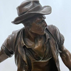 Henri-Désiré GAUQUIÉ "De zaaier" bronzen sculptuur met bruin patina, eind 19e eeuw