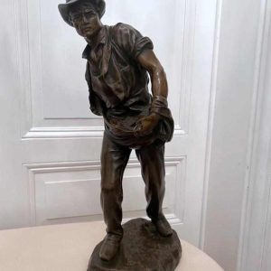 Henri-Désiré GAUQUIÉ "The Sower" brown patina bronze sculpture, late 19th century