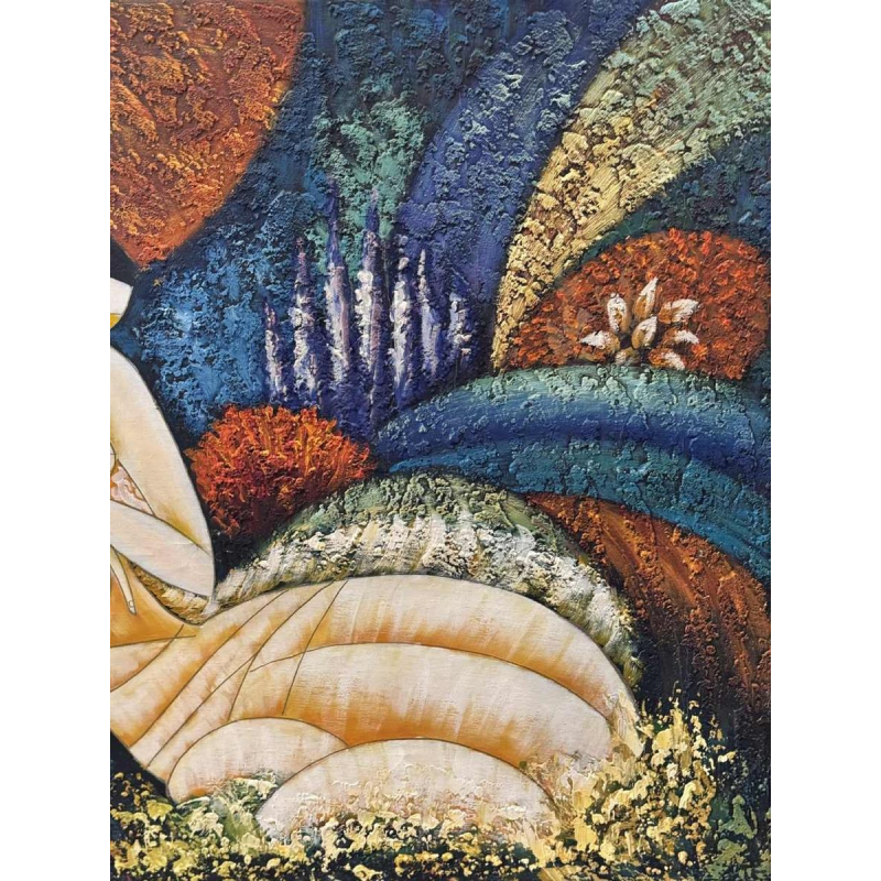 Peinture huile sur toile 'Nu cubiste', signée Lulu 2002