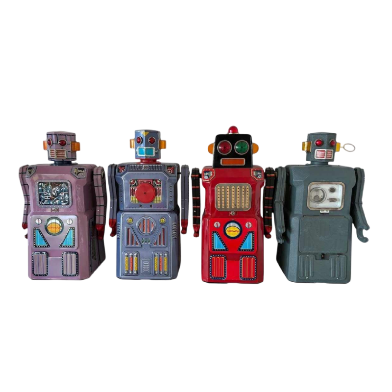 4 Masudaya robots from the "gang of five" Japan, ca 1950/60