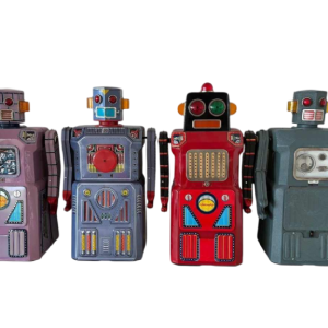 4 robots Masudaya du "gang of five" Japon, ca 1950/60