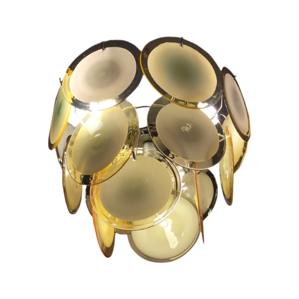 Gino Vistosi, lustre à plaques de verre soufflé, Murano, vers 1960