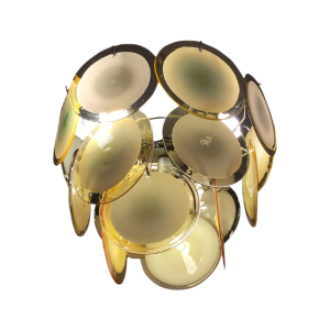 Gino Vistosi, lustre à plaques de verre soufflé, Murano, vers 1960