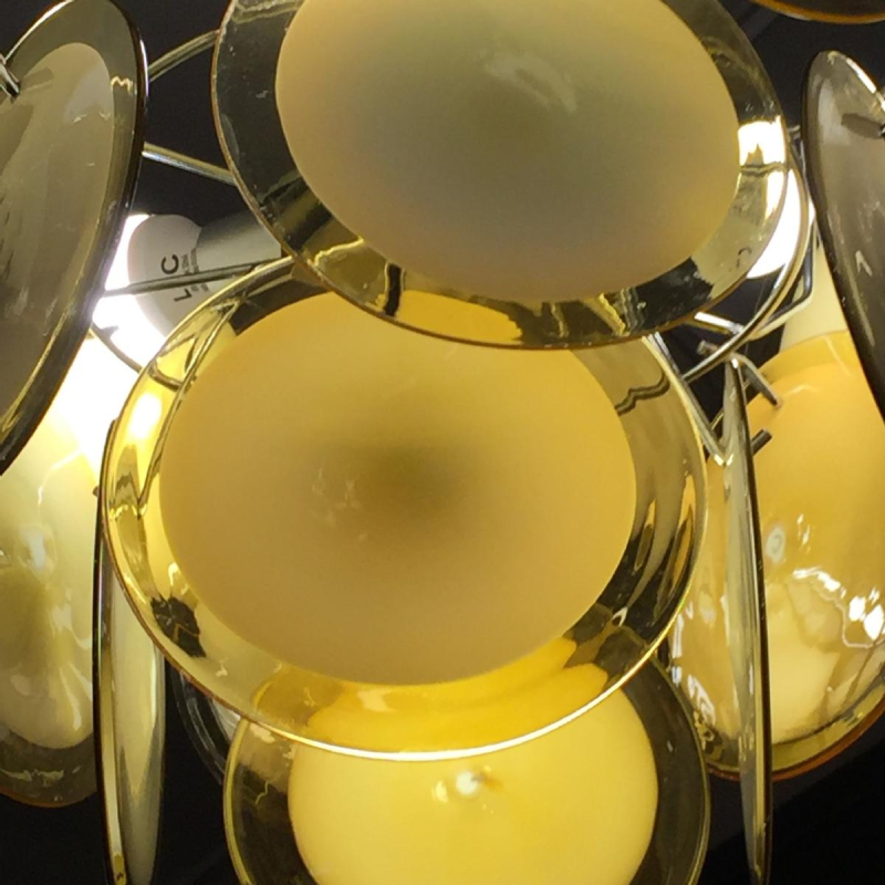 Gino Vistosi, lustre à plaques de verre soufflé, Murano, vers 1960