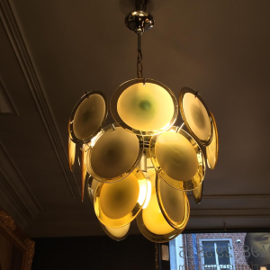 Gino Vistosi, lustre à plaques de verre soufflé, Murano, vers 1960