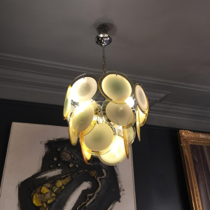 Gino Vistosi, lustre à plaques de verre soufflé, Murano, vers 1960