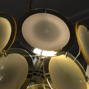 Gino Vistosi, lustre à plaques de verre soufflé, Murano, vers 1960