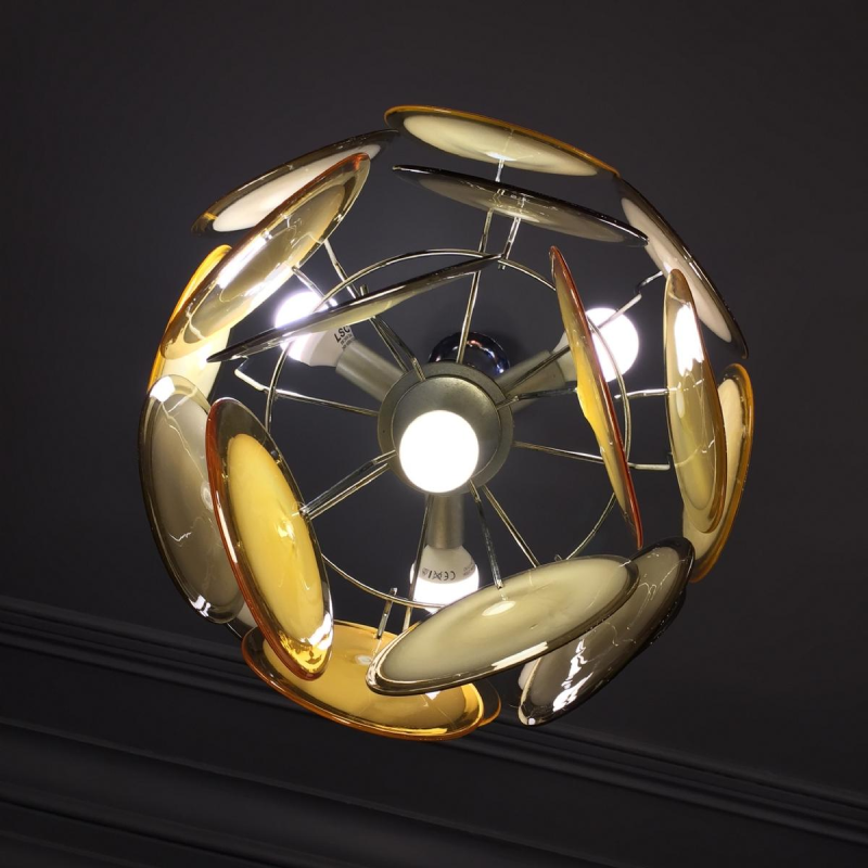 Gino Vistosi, blown glass chandelier, Murano, around 1960