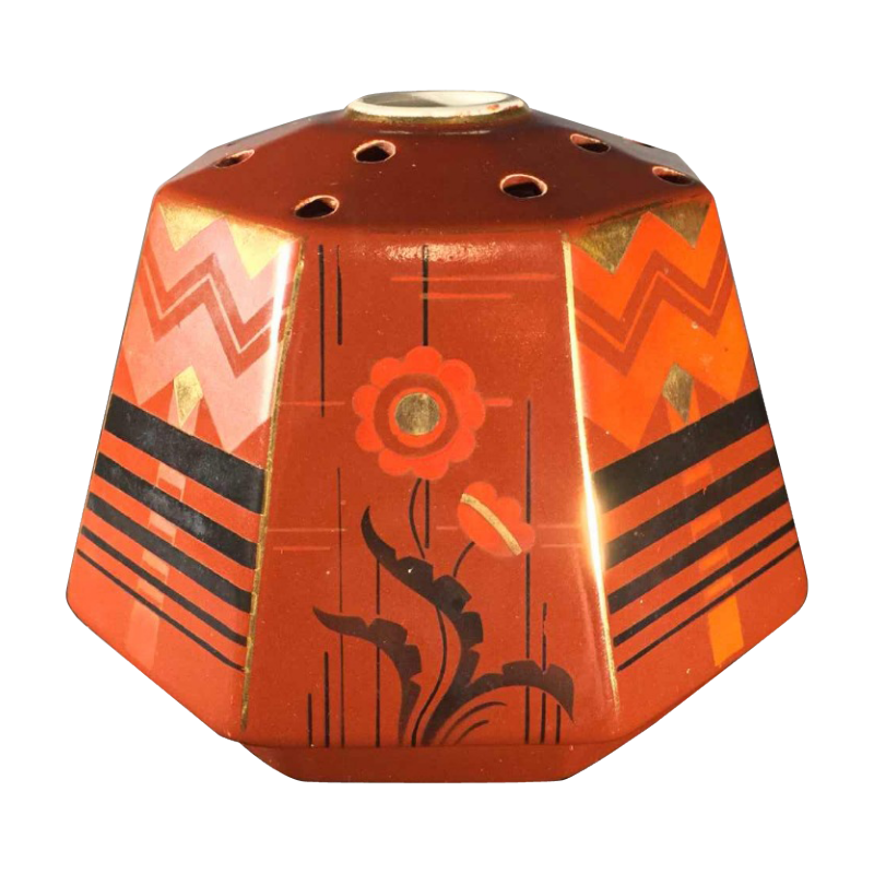 SAINT GHISLAIN aardewerk vaas, Art Deco geometrische modernistische, 1935