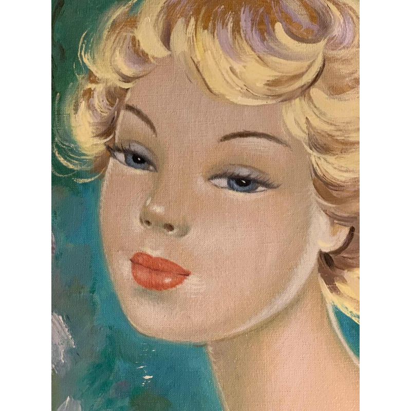 LUCIA LONGI, schilderij Portret van een jonge vrouw, olieverf op doek, ca 1950