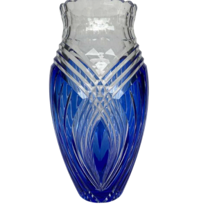 Joseph Simon pour Val-Saint-Lambert, vase “Seurat“ cristal taillé bleu saphir Art Déco, 1925