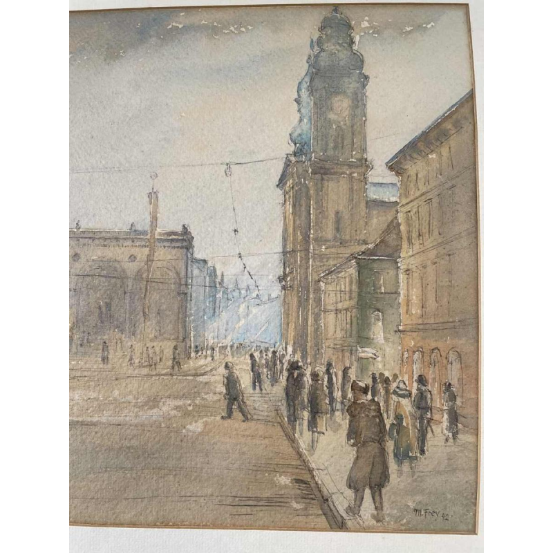 Watercolor “München” (Munich) by Martin FREY (1907-1991)