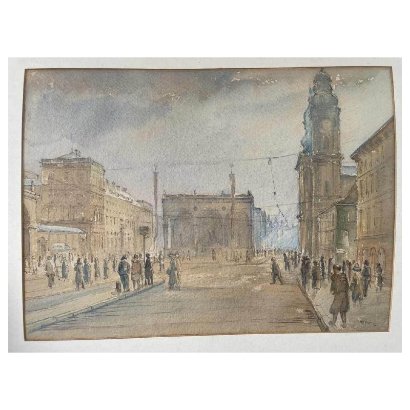 Aquarel “München” (München) van Martin FREY (1907-1991)