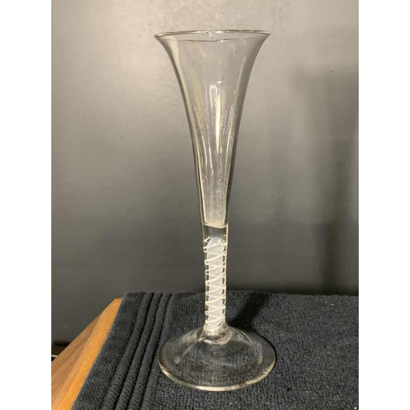 Verreries Zoude 18e eeuw Set van 6 glazen, glas inclusie spiraal filigraan