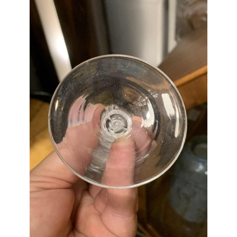 Verreries Zoude 18e eeuw Set van 6 glazen, glas inclusie spiraal filigraan