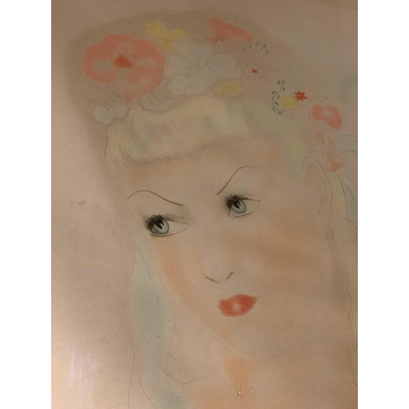 ROGER DE RUYCKE ' La Belle Corisande ' naakte vrouw, aquatint print, ca 1950