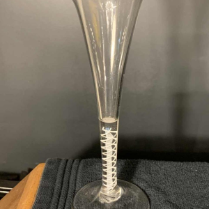 Verreries Zoude 18e eeuw Set van 6 glazen, glas inclusie spiraal filigraan